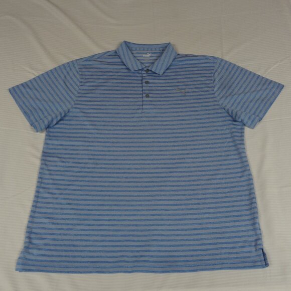 PUMA GOLF BLUE STRIPES - BLUE 2XL MENS ATLETIC POLO SHIRT L7 - Picture 1 of 5